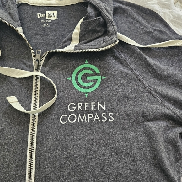 New Era Green Compass full zip long sleeve hoodie size small - Picture 2 of 8